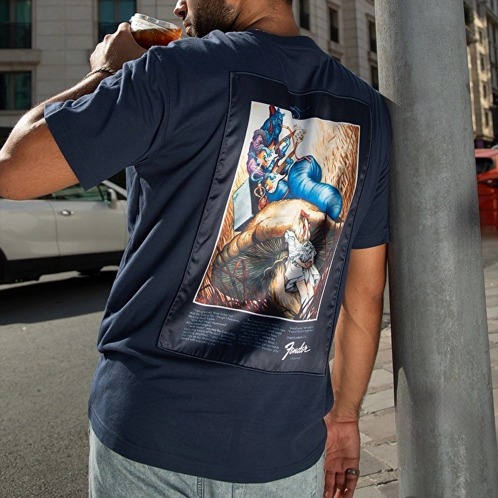 FENDER® Alice in Wonderland Loose Lacivert T-Shirt
